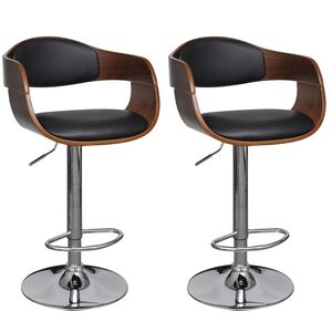 vidaXL Bancos de bar 2 pcs madeira curvada e couro artificial