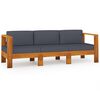 vidaXL Sof&aacute; jardim 3 lugares c/ almofad&otilde;es cinza-escuro madeira ac&aacute;cia
