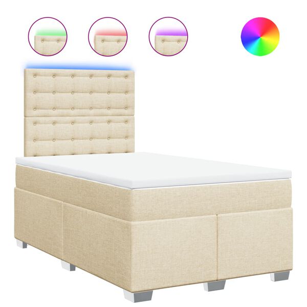vidaXL Cama boxspring com colch&atilde;o 120x190 cm tecido cor creme