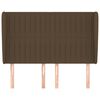 vidaXL Cabeceira cama c/ abas tecido 147x23x118/128 cm castanho-escuro