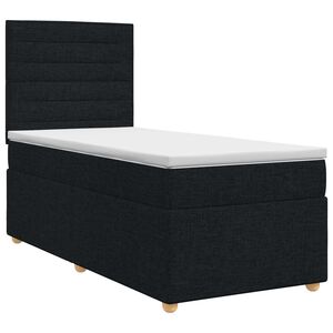 vidaXL Cama box spring com colch&atilde;o Preto 90 x 190 cm Tecido
