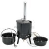 vidaXL Forno de goulash com chamin&eacute; e tampa a&ccedil;o esmaltado preto