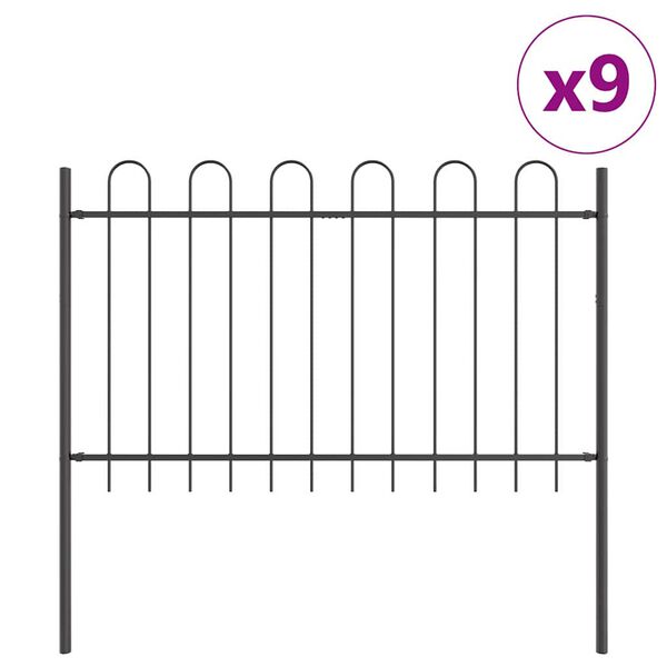 vidaXL Cerca para Jardim 9 pcs Cinzeto 15,3 x 0,8 m