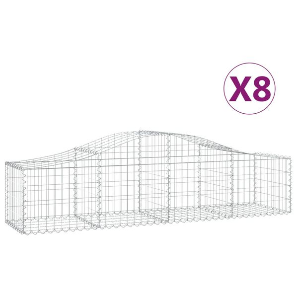 vidaXL Cestos gabião arqueados 8 pcs 200x50x40/60 cm ferro galvanizado