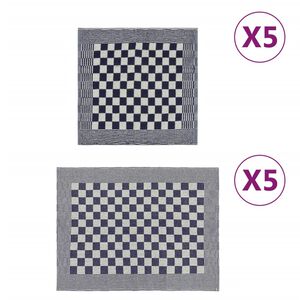 vidaXL Conjunto de panos de cozinha 10 pcs algod&atilde;o azul e branco
