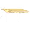 vidaXL Toldo retrátil manual com postes 4,5x3 m amarelo e branco