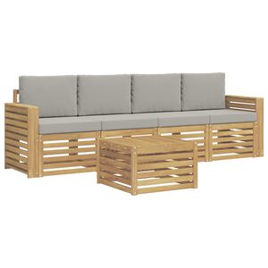 vidaXL Conjunto de Sof&aacute;s para Exterior 5 unid. Branco e Cinzento-Claro