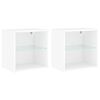 vidaXL Mesas de cabeceira de parede com luzes LED 2 pcs branco