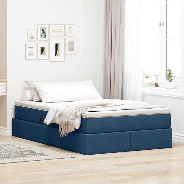 vidaXL Cama com arruma&ccedil;&atilde;o e colch&atilde;o Azul 120 x 200 cm Poli&eacute;ster