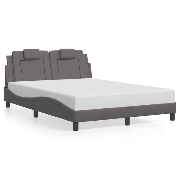 vidaXL Estrutura de cama Viana sem colch&atilde;o 140x190cm couro artificial cinzento