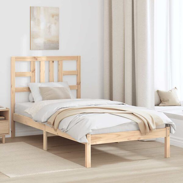 vidaXL Estrutura de cama solteiro 90x190 cm madeira maci&ccedil;a