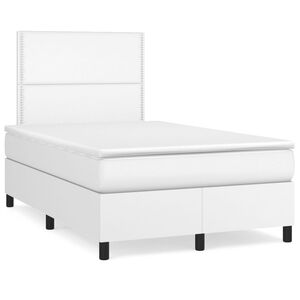 vidaXL Cama com molas/colch&atilde;o 120x200 cm couro artificial branco