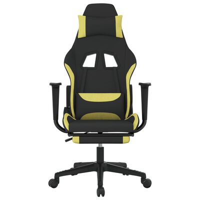 vidaxL Cadeira de gaming com apoio de pés tecido preto e verde-claro