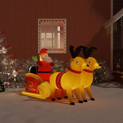 vidaXL Pai Natal e renas insufláveis com luzes LED 130 cm