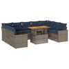 vidaXL 10 pcs conjunto sof&aacute;s de jardim c/ almofad&otilde;es vime PE cinzento