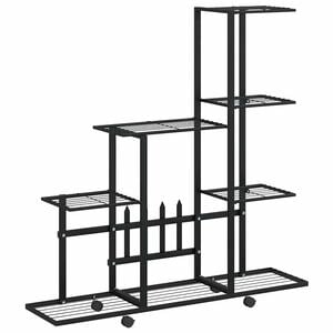 vidaXL Suporte de vasos c/ rodas 94,5x25x92,5 cm metal preto