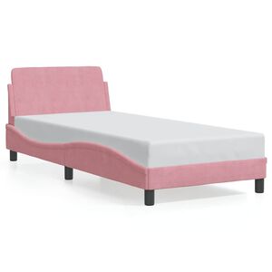 vidaXL Estrutura de cama com cabeceira Dover 90x200 cm veludo rosa