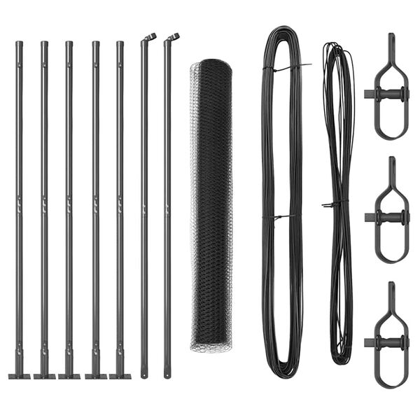 vidaXL Cerca com Postes Cinzeto 1.2 x 10 m A&ccedil;o revestido de PVC