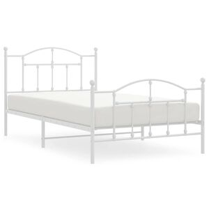 vidaXL Estrutura de cama com cabeceira e p&eacute;s 107x203 cm metal branco