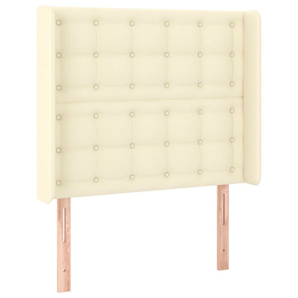 vidaXL Cabeceira cama c/ abas couro artificial 93x16x118/12 cm creme