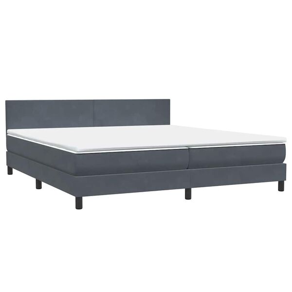 vidaXL Cama com molas colch&atilde;o 200x210 cm veludo cinzento-escuro