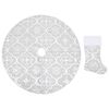 vidaXL Saia de &aacute;rvore de Natal luxuosa 150 cm com meia tecido branco