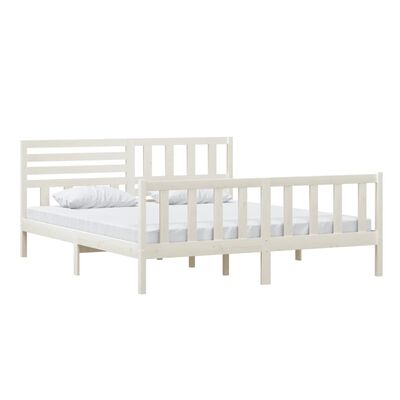 vidaXL Estrutura de cama super king 180x200 cm madeira maciça branco