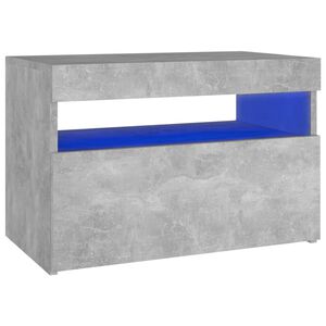 vidaXL Mesa de cabeceira & luzes LED 60x35x40 cm cinza cimento