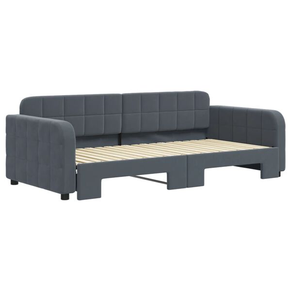 vidaXL Sof&aacute;-cama com gavet&atilde;o 90x190 cm veludo cinzento-escuro