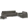 vidaXL 3pcs conjunto sof&aacute;s c/ almofadas/almofad&otilde;es veludo cinza-escuro