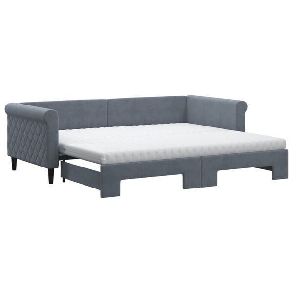 vidaXL Sof&aacute;-cama c/ gavet&atilde;o e colch&otilde;es 90x200cm veludo cinzento-escuro