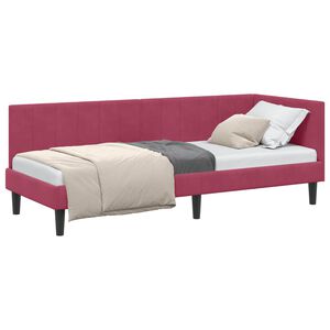 vidaXL Estrutura de Cama de Canto Vinho Vermelho 80 cm x 200 cm Veludo