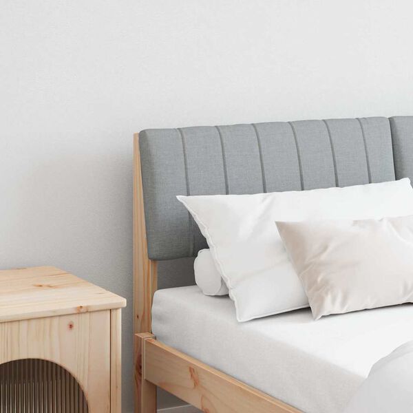 vidaXL Cabeceira estofada Cinzento-claro 140 cm