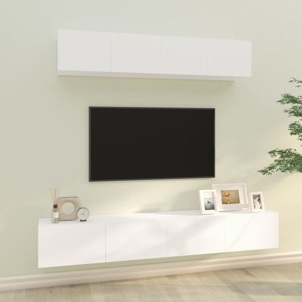 vidaXL Conjunto móveis de TV 4 pcs madeira processada branco