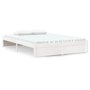 vidaXL Estrutura de cama 140x190 cm madeira maci&ccedil;a branco