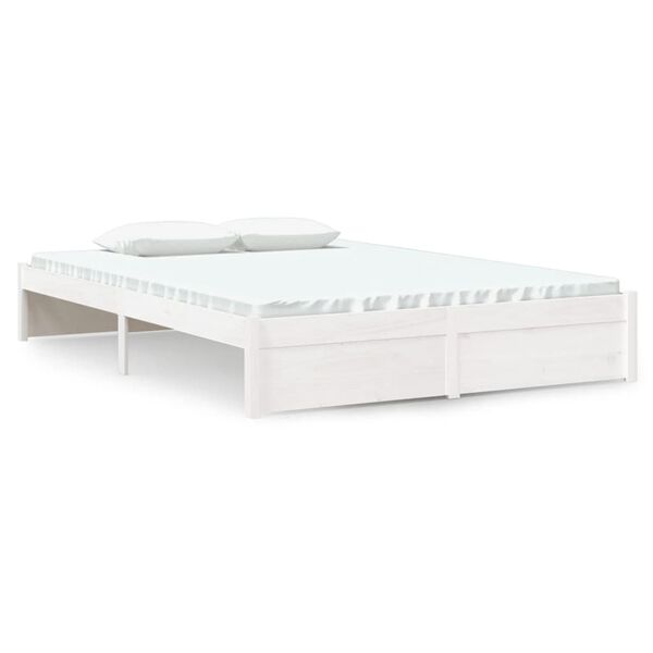 vidaXL Estrutura de cama 140x190 cm madeira maciça branco