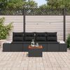 vidaXL Conjunto de Sofá de Jardim 5 pcs Preto Rattan Sintético