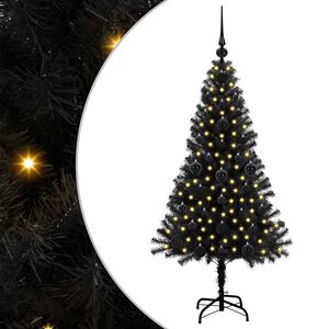 vidaXL &Aacute;rvore de Natal com 150 LEDs com suporte Preto 120 cm PVC