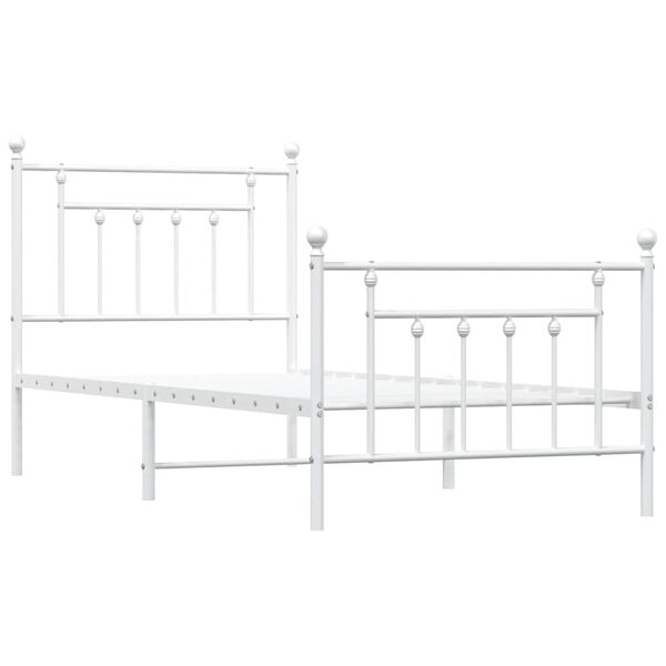 vidaXL Estrutura de cama com cabeceira e p&eacute;s 90x200 cm metal branco