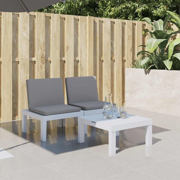 vidaXL Espregui&ccedil;adeira com almofad&otilde;es PP branco