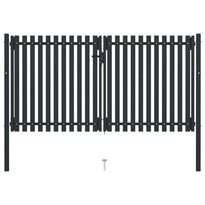 vidaXL Portão de cerca com porta dupla 306x200 cm aço antracite