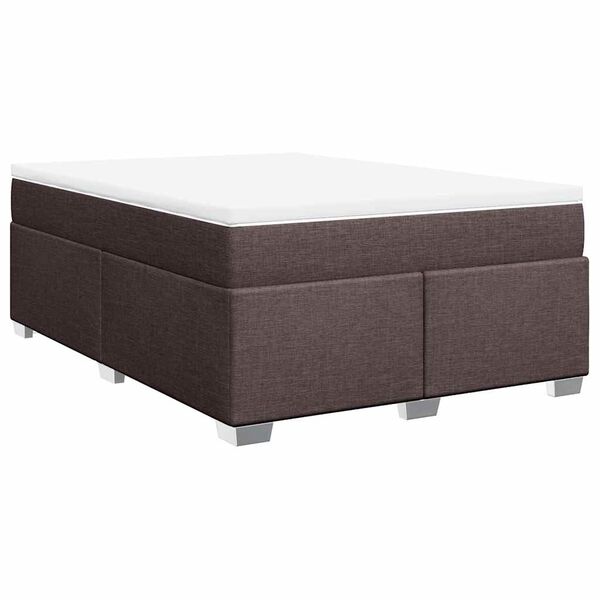 vidaXL Cama com molas/colch&atilde;o 140x190 cm tecido castanho-escuro