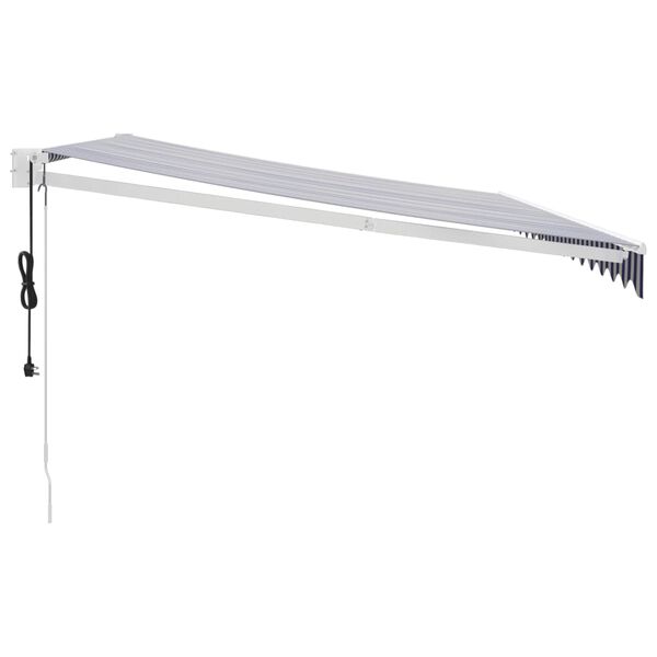 vidaXL Toldo retr&aacute;til autom&aacute;tico com 4x3 m azul e branco