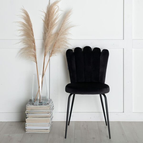 Venture Home Cadeiras de jantar Limhamn 2 pcs veludo preto