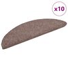 vidaXL Tapetes de escada autoadesivos 10 pe&ccedil;as 56x17x3 cm marrom claro meia-lua