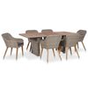 vidaXL 7 pcs conjunto jantar exterior com almofad&otilde;es vime PE