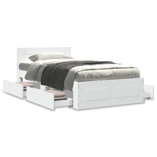 vidaXL Estrutura de cama c/ cabeceira sem colchão 90x200 cm branco