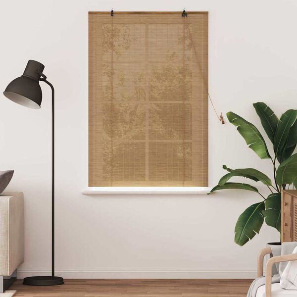 vidaXL Estores de rolo com cortinas Manual Castanho 110 x 160 cm Bambu