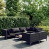 vidaXL 8 pcs conj. lounge jardim c/ almofadões vime PE cinzento-escuro