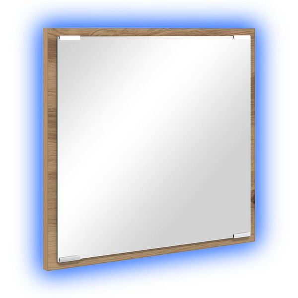 vidaXL Espelho de banheiro LED Carvalho Artesanal 40 x 37 x 8.5 cm